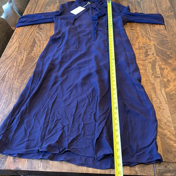 Ted Baker Faithiy Asymmetric Ruffle Midi Skirt Dress Dark Navy Womens Size Ted 2 - Picture 17 of 17